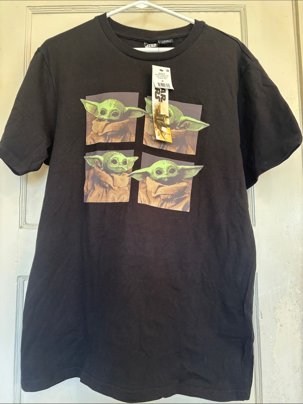Star Wars Black Kids Tee with Grogu Pop-Grid Graphic